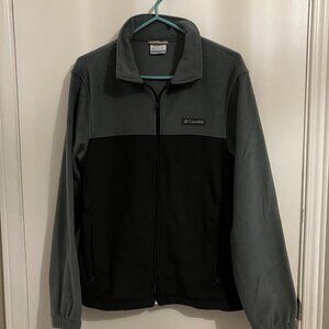 Columbia Two Tone Fleece Gray/Black Full Zip Jacket Men's Size M